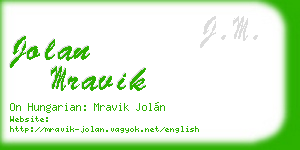 jolan mravik business card
